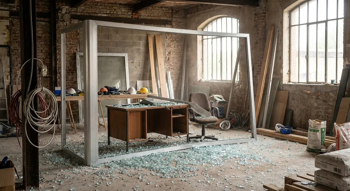 Effondrement de cloison vitrée structurelle