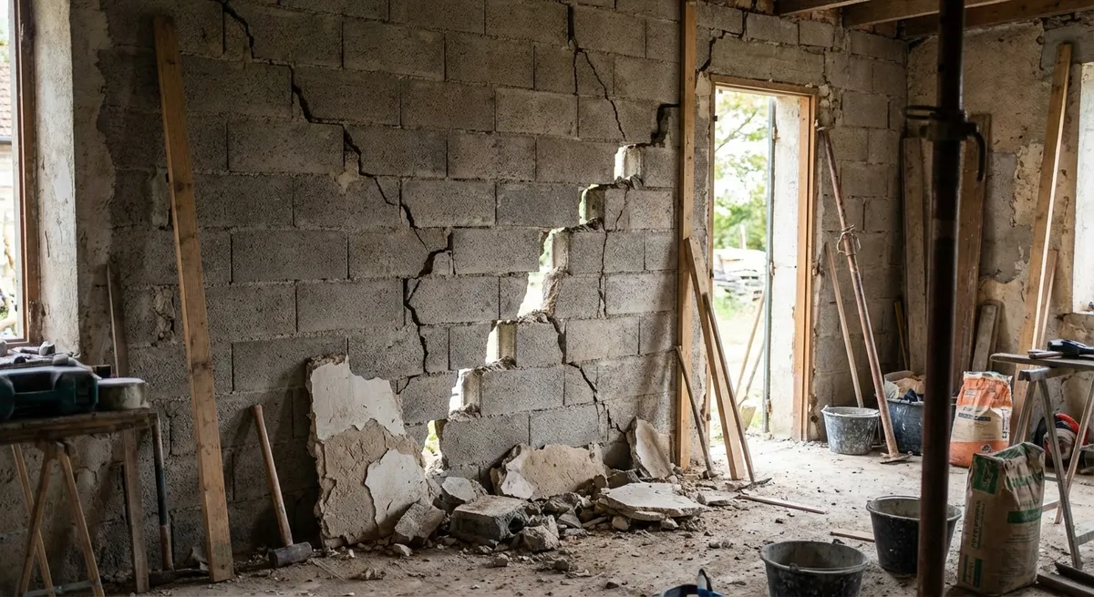 Fissures structurelles sur mur porteur en parpaings