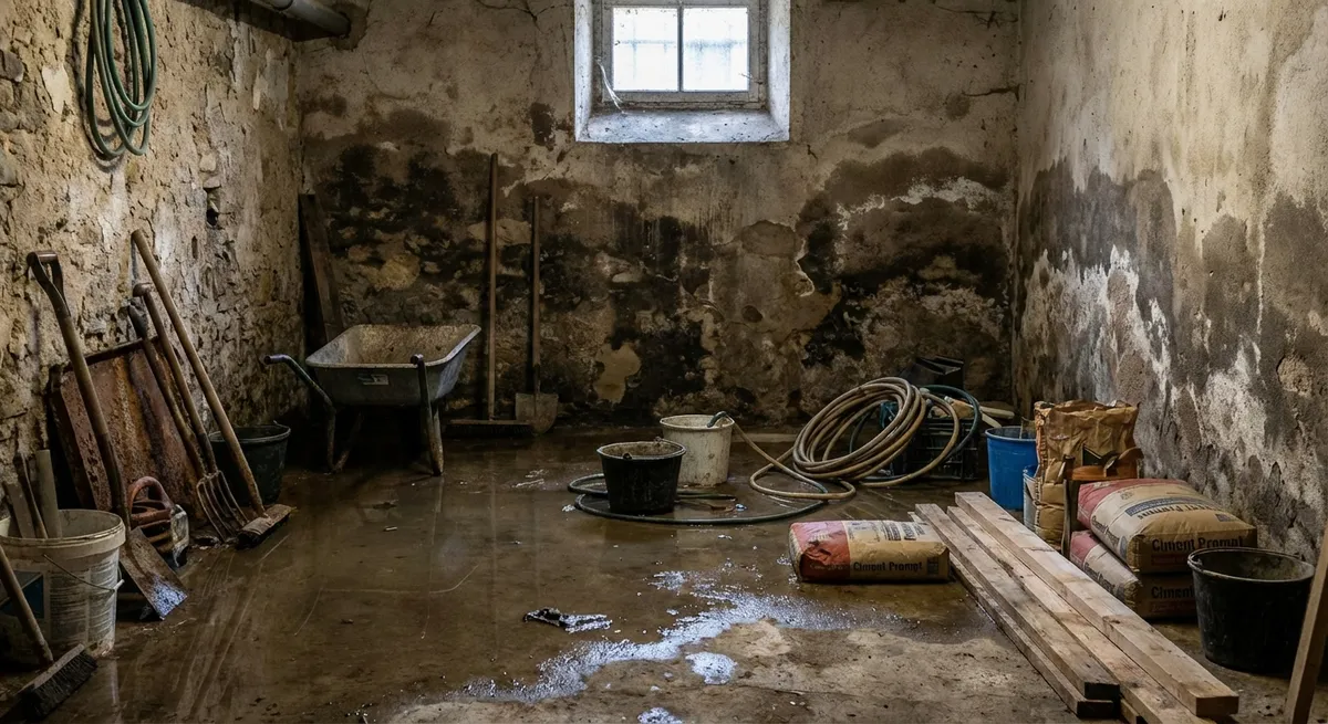 Infiltrations dans un sous-sol par défaut de drainage